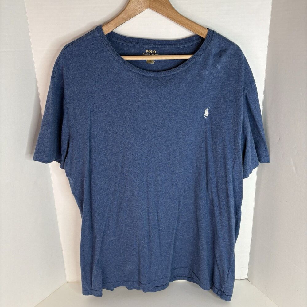 Polo Ralph Lauren V Neck T Shirt, Men’s 2XL, Blue (white Pony) Short Sleeve